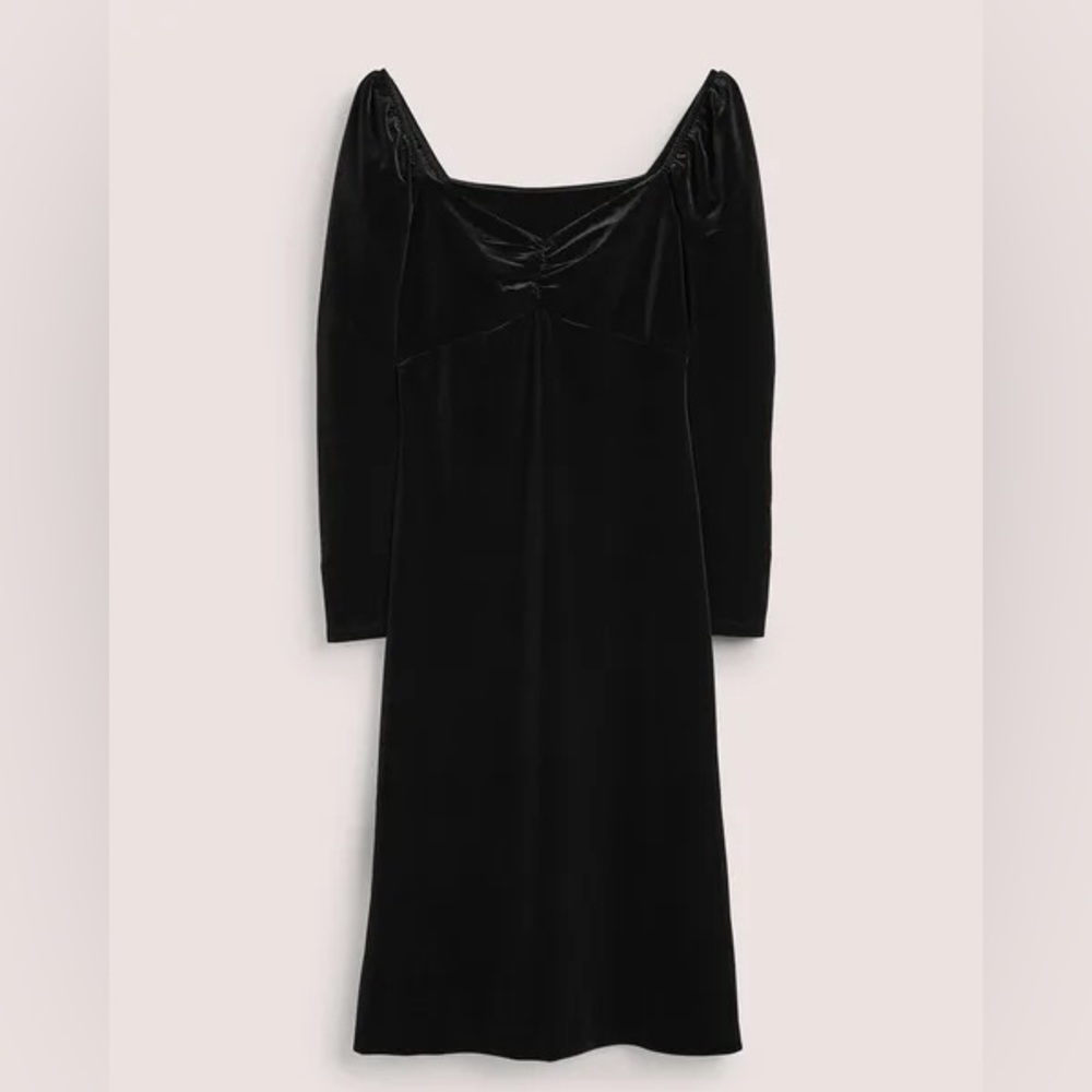 Boden Black Velvet Sweetheart Midi Dress